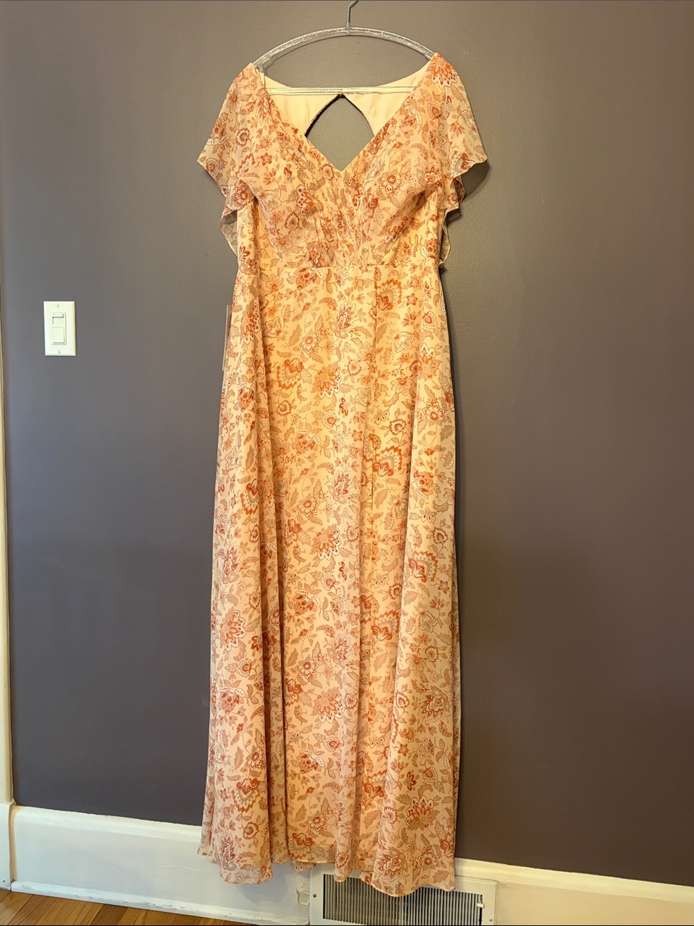 Rylee print limited edition sunset Paisley Maxi Dress with Ruffle Sleeves NWT